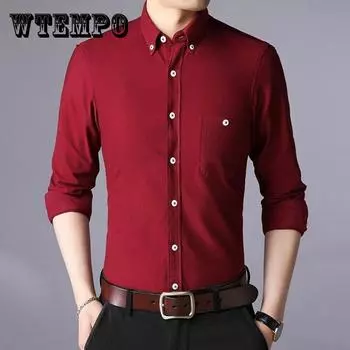 Рубашка из фланели Мужские футболки Тонкие футболки на пуговицах Рубашка-стрейч Повседневный кардиган с длинным рукавом Однотонная мужская одежда XXXL темно-синий