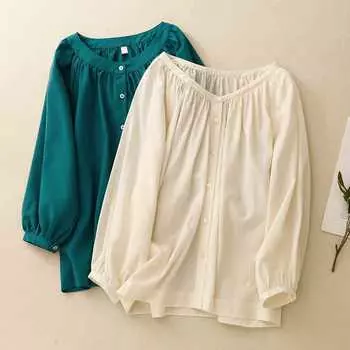 Рубашка из хлопка и льна с рукавами семь четвертей, с длинными рукавами, с защитой от солнца, куртка для женщин, тонкая верхняя одежда, топ для лета, блузки, рубашки M белый