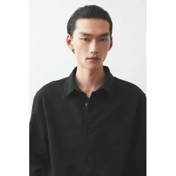 Рубашка из хлопкового твила HM Regular Fit, черная XS