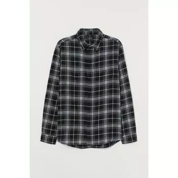 Рубашка из хлопковой фланели H&M Черная Темно-Серая 0908891007