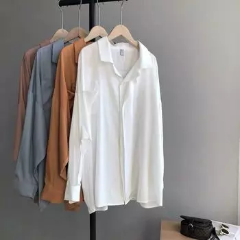 Рубашка из медно-аммиачного шелка белая для женщин, защита от солнца, свободная шифоновая рубашка с длинными рукавами, летние тонкие блузки S белый