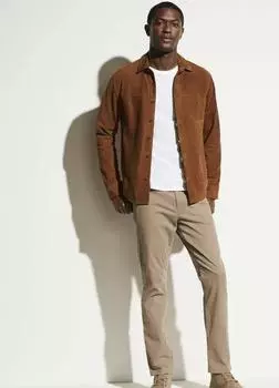 Рубашка из натуральной мягкой замши ручной работы для мужчин, коричневая, стильная, повседневная, на пуговицах XS коричневый