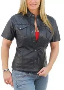 Рубашка из овчины, черная, повседневная, женская, стильная, ручная работа S чёрный