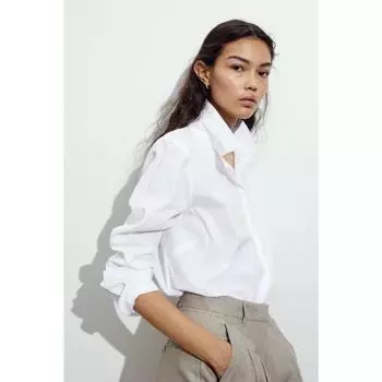 Рубашка из смеси хлопка HM белая 0932278001 XSEUR XSP