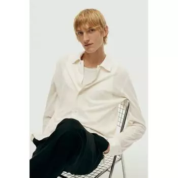 Рубашка из трикотажного кружева HM Regular Fit кремового цвета M