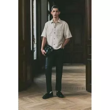 Рубашка из твида HM Regular Fit, светло-бежевая меланжевая XS