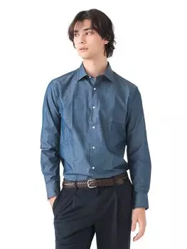 Рубашка Life Store by Shirt с обычным воротником INDIGO [Beaming BEAMS] с длинными рукавами, под деним, мужская, L_92110386803 индиго