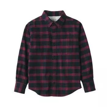 Рубашка MUJI из фланели с длинным рукавом, унисекс, детская, CBL09A2A, темно-красная, в клетку 110, двухсторонняя (Дети)