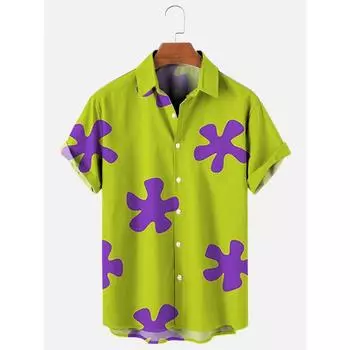 Рубашка мужская гавайская летняя уличная пляжная мужская рубашка с короткими рукавами городская повседневная повседневная мужская рубашка уличная мода S