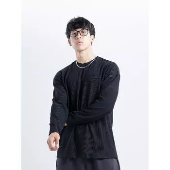 Рубашка мужская модная облегающая однотонная с длинными рукавами деловая хлопковая и льняная мужская повседневная спортивная фитнес-базовая одежда верхняя часть M чёрный