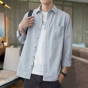 Рубашка мужская новая повседневная рубашка с длинным рукавом модная куртка M белый