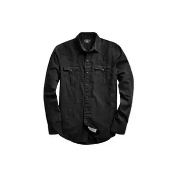 Рубашка мужская Polo Ralph Lauren однотонная с двумя карманами, на пуговицах, с длинным рукавом, черная MNRRWOV16820053-001 M