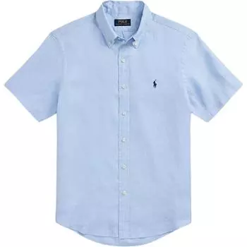 Рубашка мужская Polo Ralph Lauren с логотипом, однобортная, плиссированная, с коротким рукавом, синяя, 710968912-005 M