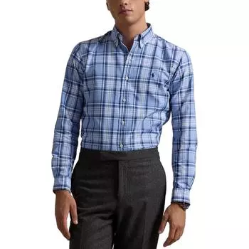 Рубашка мужская Polo Ralph Lauren в клетку с вышивкой логотипа, на пуговицах, с длинным рукавом, синяя 71095177-401 XS