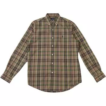 Рубашка мужская Polo Ralph Lauren в клетку однобортная с длинным рукавом рубашки хаки 710958241-001 M