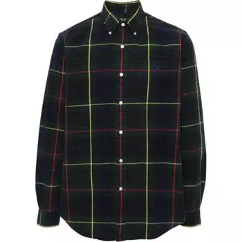 Рубашка мужская Polo Ralph Lauren в клетку однобортная с длинным рукавом темно-коричневая зеленая 710916468-001 M