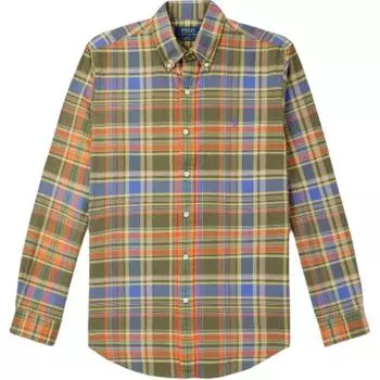 Рубашка мужская Polo Ralph Lauren в клетку с длинным рукавом, однобортная, разноцветная 710961339-MULTICOLOR S