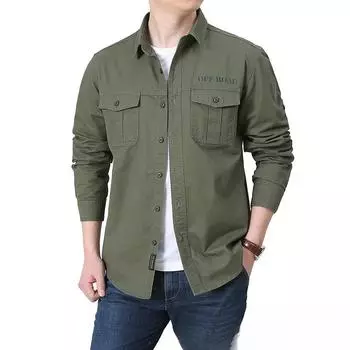 Рубашка мужская с длинным рукавом, повседневная, свободная, деловая, с длинным рукавом, из чистого хлопка, мужская весенняя одежда, верхняя часть S чёрный