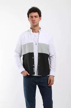 Рубашка мужская с длинным рукавом зеленая