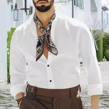 Рубашка мужская Yousheng с отложным воротником, длинными рукавами, на пуговицах, однотонная, стандартного кроя, кардиган средней длины, официальная, деловая, клубная, для вечеринок M чёрный