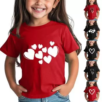 Рубашка на День святого Валентина для малышей, девочек и мальчиков, милые футболки с сердечками, детские футболки на День святого Валентина 100 чёрный