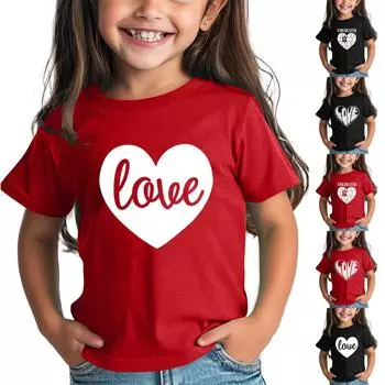 Рубашка на День святого Валентина для малышей, девочек и мальчиков, милые футболки с сердечками, детские футболки на День святого Валентина 100 чёрный