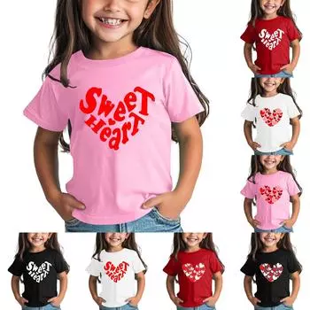 Рубашка на День святого Валентина для малышей, девочек и мальчиков, милые футболки с сердечками, детские футболки на День святого Валентина 100 бежевый