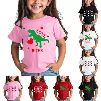 Рубашка на День святого Валентина для малышей, девочек и мальчиков, милые футболки с сердечками, детские футболки на День святого Валентина 100 бежевый