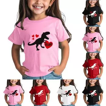 Рубашка на День святого Валентина для малышей, девочек и мальчиков, милые футболки с сердечками, детские футболки на День святого Валентина 100 бежевый