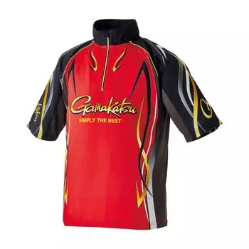 Рубашка на молнии Gamakatsu 2WAY Print GM3735 Красная L (Короткий рукав) красный