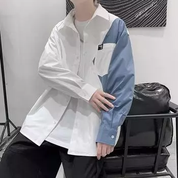 Рубашка Niche Design, мужская модная брендовая джинсовая рубашка с длинными рукавами, свободная рабочая одежда для отдыха на весну и осень, пальто M белый