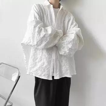 Рубашка осень-весна Цветочный кардиган Rilievo на пуговицах с отложным воротником Кардиган с длинными рукавами Свободный кардиган средней длины Темный стиль Повседневный W M чёрный