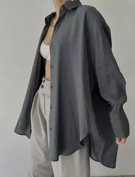 Рубашка оверсайз антрацитового цвета Mai Zaria