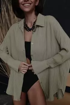 Рубашка оверсайз цвета хаки Durres