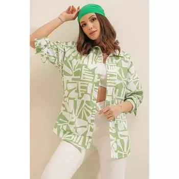 Рубашка оверсайз с смешанным рисунком