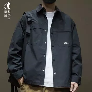 Рубашка Oxford Grid, куртка, мужской комбинезон, рубашка, свободный большой размер, модное пальто M чёрный