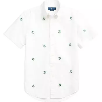 Рубашка оксфорд с коротким рукавом и вышивкой пальм Polo Ralph Lauren для мужчин, белая MNPOWOV1N820054-999 XS
