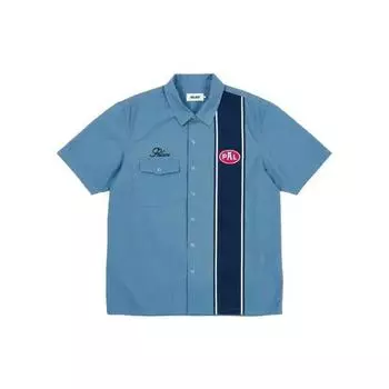 Рубашка Palace Gassy с карманом в стиле цветных блоков и вышитым логотипом, унисекс, синяя P20SHT028 S