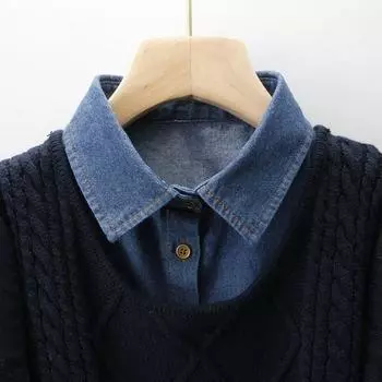 Рубашка Поддельный воротник Поддельный воротник Женская одежда Белый модный тренд Женская одежда Поддельный воротник Внутри свитера