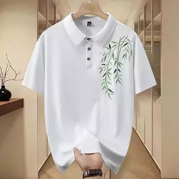 Рубашка поло больших размеров, мужская футболка с короткими рукавами, летняя свободная повседневная деловая футболка с лацканами 12XL белый