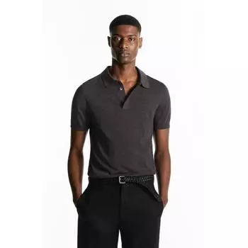 Рубашка-поло COS Japan из шелкового трикотажа dark grey melange/XS