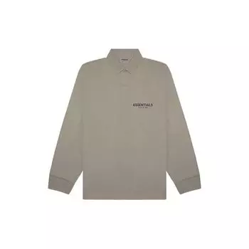 Рубашка-поло Fear of God Essentials FW20 с длинным рукавом и буквенным логотипом Топы унисекс Серо-серого цвета FOG-FW20-355 S