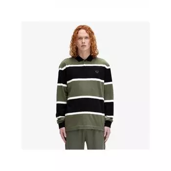 Рубашка поло Fred Perry в полоску с длинным рукавом Laurelis Green Afpm2438519 X21 M