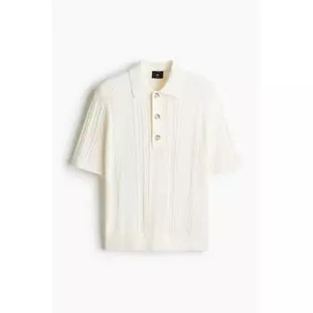 Рубашка поло HM Cable Knit Regular Fit, кремовая S