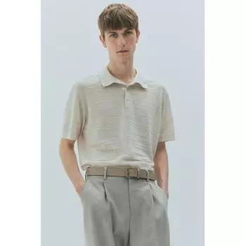 Рубашка поло HM Fine Knit Regular Fit светло-бежевого цвета XS