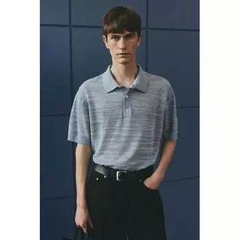 Рубашка поло HM Fine Knit Regular Fit Grey Melange S