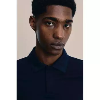 Рубашка поло HM Muscle Fit, темно-синяя XS