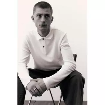 Рубашка поло HM Pique Regular Fit кремового цвета XS