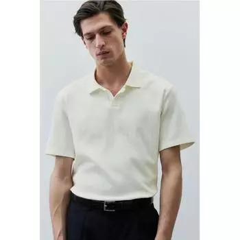 Рубашка поло HM Regular Fit, фактурная, белая
