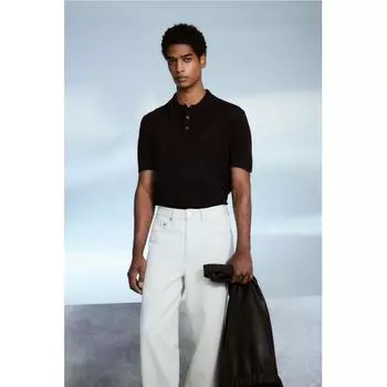 Рубашка-поло HM Regular Fit Hole Knit, черная S